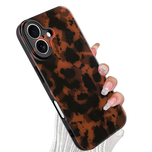 Wlxee Case for iPhone 17, Stylish Leopard Tortoise Amber Design Slim & Shockproof Translucent Matte Brown Cover with Tortoise Pr