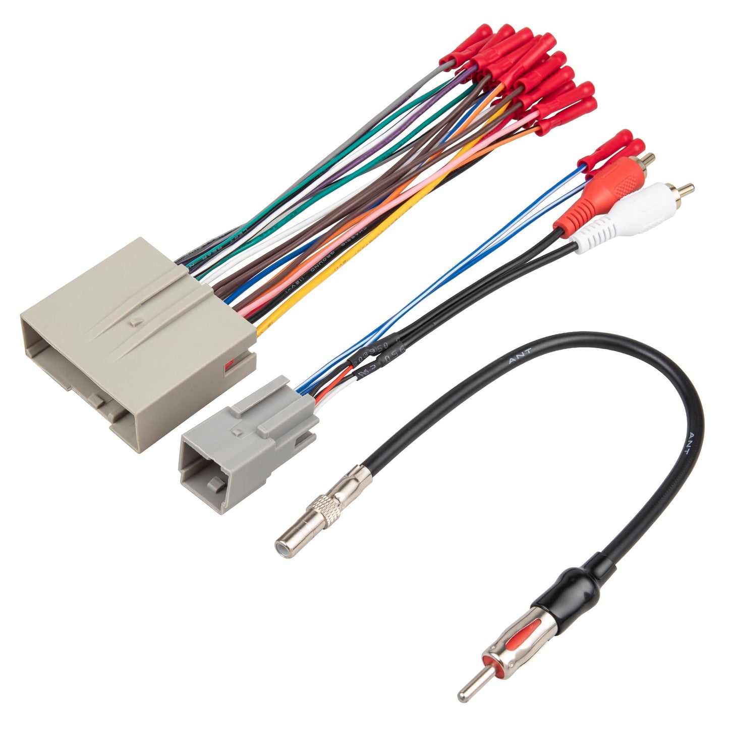 RED WOLF Radio Wiring w/Antenna Adapter RCA Input Pre-Installed Wire Connectors for Ford 2006-2012, Lincoln 2006-2010, Mercury 2