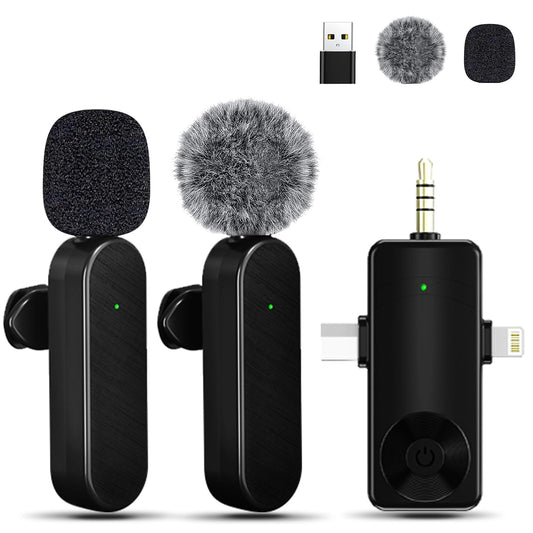 Tearstone Wireless Lavailer Microphone for iPhone, Android, Camera, iPad, USB C, 4 in 1 Professional Mini Microphone with Noise