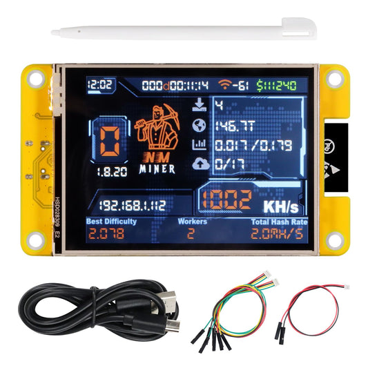 Freenove Bitcoin Miner NMMiner NerdMiner, ESP32 CYD 2.8 Inch Touch Display, 240x320 Pixel TN TFT LCD Screen ST7789 Driver, Dual-