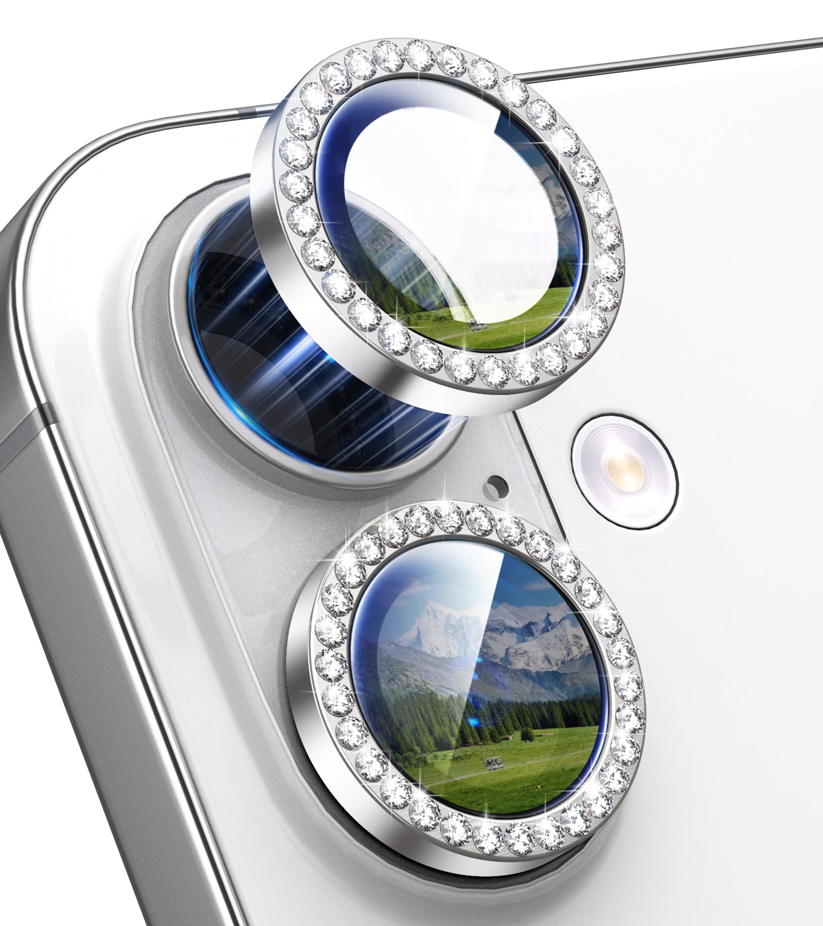 Xfilm for iPhone 17 Camera Lens Protector Bling, Individual Diamond Metal Ring with 9H Hardness, Scratch-Proof Camera Screen Pro