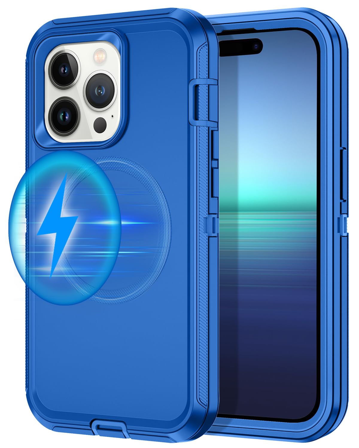 I-HONVA for iPhone 14 Pro Max Case [Compatible with MagSafe] Shockproof 3-Layer Full Body Protection Rugged Heavy Duty Cover Cas
