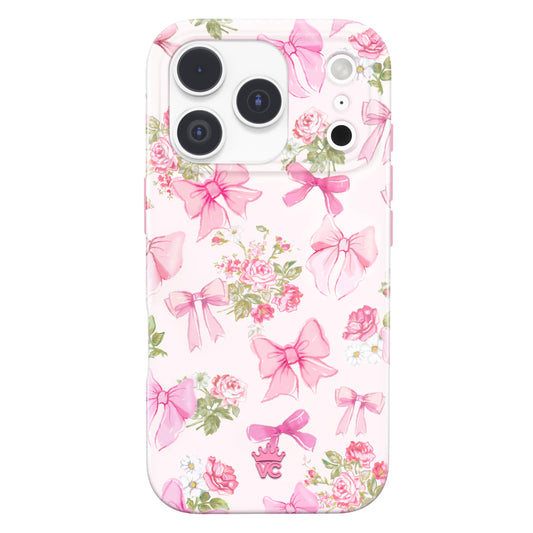 VELVET CAVIAR Case for iPhone 17 Pro | Compatible with MagSafe | 10ft Drop Tested | Protective Designer Cases | Posie Pink Bow