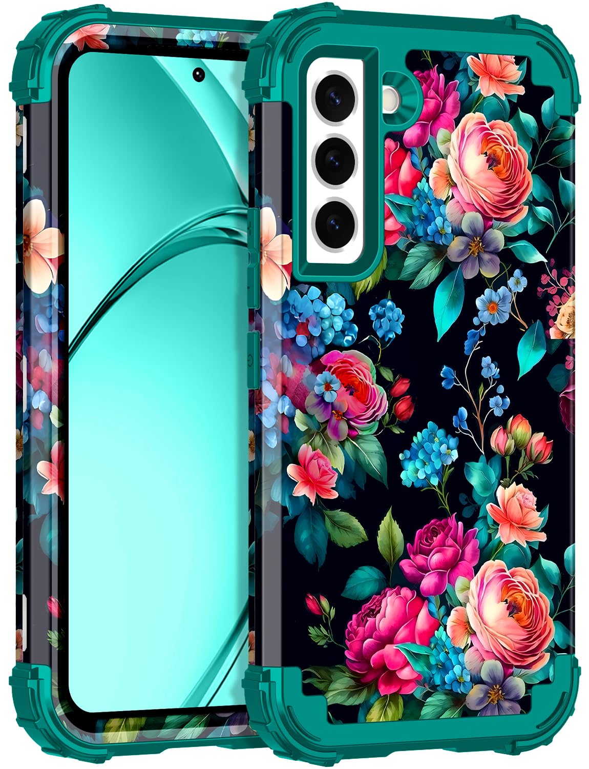 Rancase for Galaxy S22 Plus Case,Three Layer Heavy Duty Shockproof Protection Hard Plastic Bumper +Soft Silicone Rubber Protecti