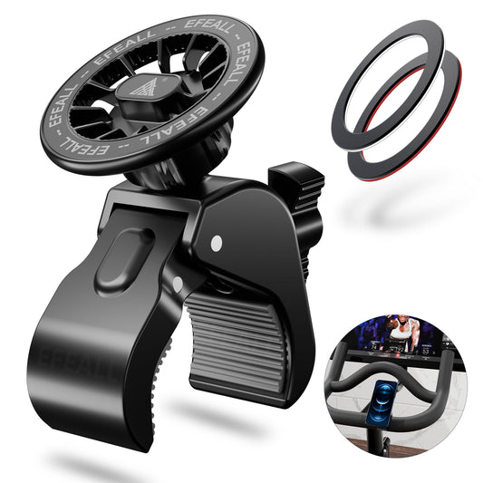 EFEALL Magnetic Phone Holder, Strong Magnet Stroller Phone Mount with Two Metal Rings, for Indoor Gym Equipment(for Peloton Bike