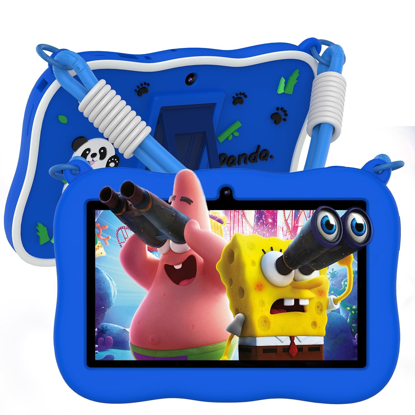 VASOUN 7 inch Kids Tablet with Lanyard, Android 13 with 32GB Toddler Tablet,WiFi, Dual Camera,Time Limits, Age Filters,Parental
