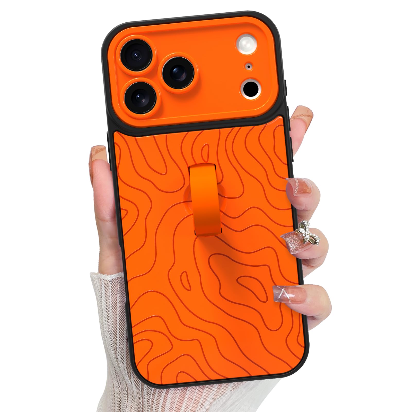 KANGHAR Compatible with iPhone 17 Pro Max Case, Silicone Wave Ripple Cute Pattern, Wristband Kickstand Camera Protection Soft Sl