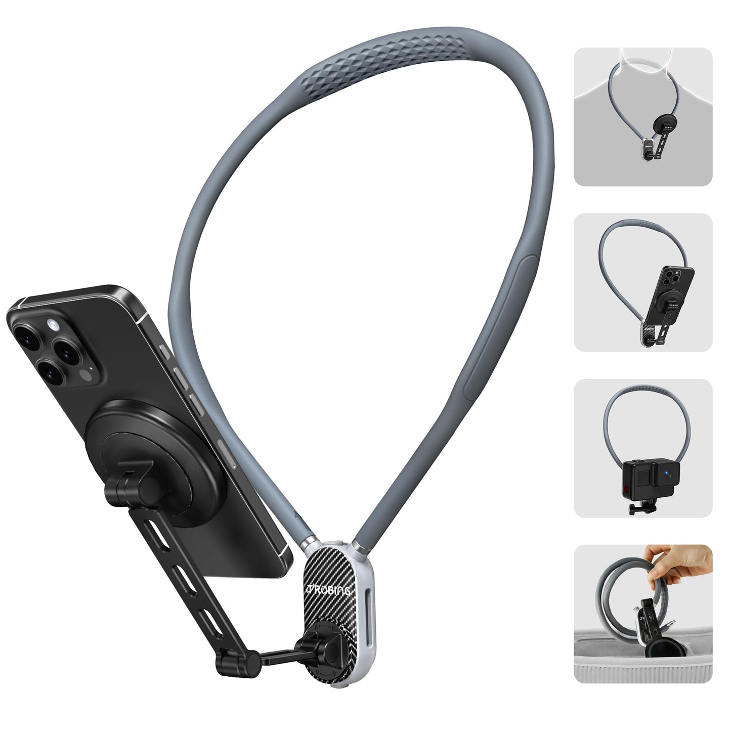 Magnetic Neck Phone Holder for Recording, Hands-Free POV/Vlog Video Filming, Content Creator Essentials for Indoor/Outdoor, Cook