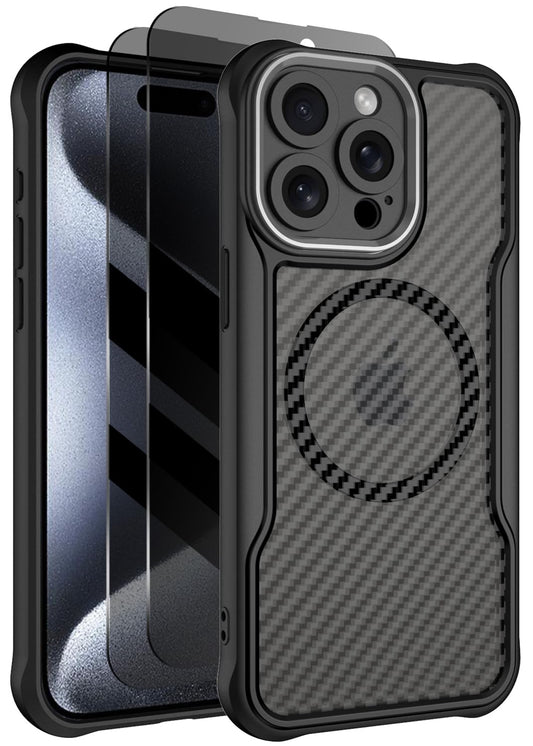 Dahkoiz for iPhone 15 Pro Case with Privacy Screen Protectors, Magnetic MagSafe Accessories Compatible, Full Covered Camera Prot