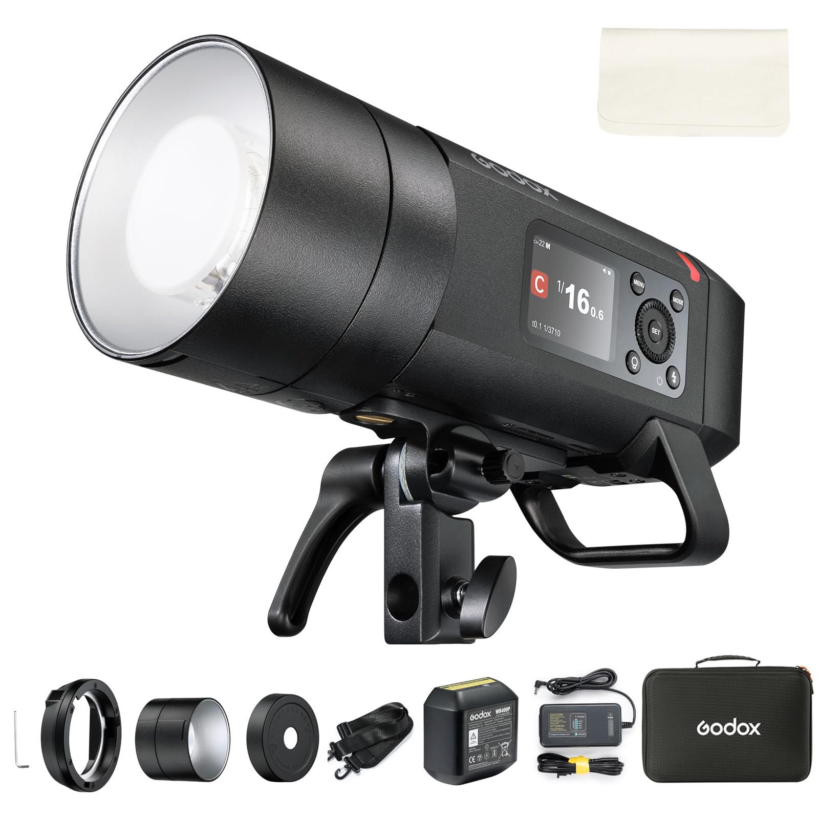 Godox AD400 Pro II AD400Pro II Outdoor Flash Strobe, 400Ws 2.4G TTL 1/8000 HSS Monolight, 0.01-1s Recycle, 30W Modeling Lamp, GO