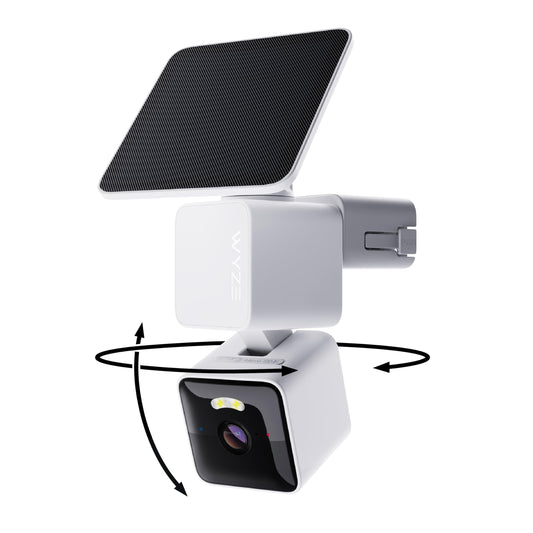 WYZE Solar Cam Pan (Flagship Model), Security Cameras Wireless Outdoor, 2K 360 Pan-Tilt Battery Powered 2.4GHz Wi-Fi Cameras for