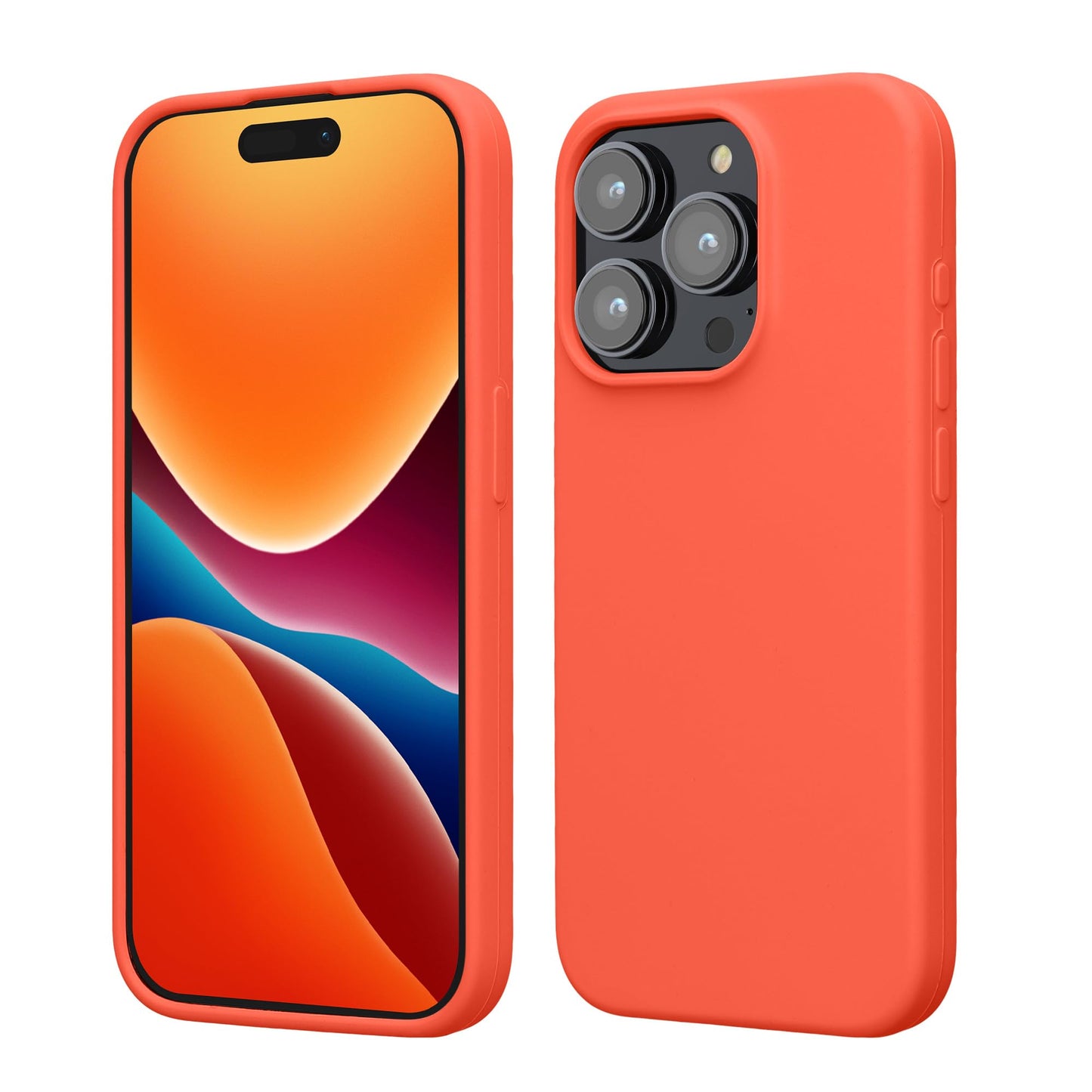 kwmobile Case Compatible with iPhone 15 Pro Case - Slim Soft TPU Silicone Cover - Vivid Coral