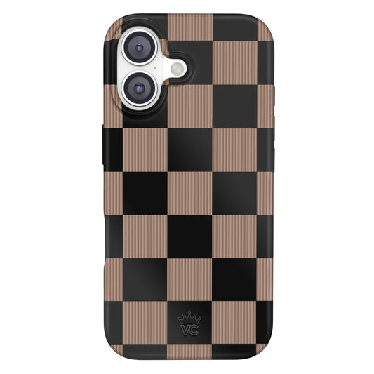 VELVET CAVIAR Case for iPhone 17 | Compatible with MagSafe | 10ft Drop Tested | Protective Designer Cases | Mocha Vibe Checkered