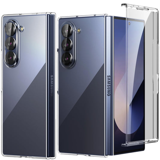 Foluu Clear Case for Samsung Galaxy Z Fold 6 with Front Built-in Screen Protector - Scratch Resistant Hard PC Back Bumper Protec