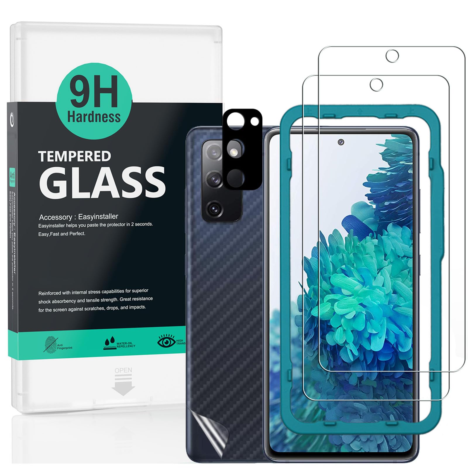 Ibywind Screen Protector For SamSung Galaxy S20 FE 4G/5G[2 Pack],9H Hardness Tempered Glass,With 1Pc Camera Lens Protector,1Pc B