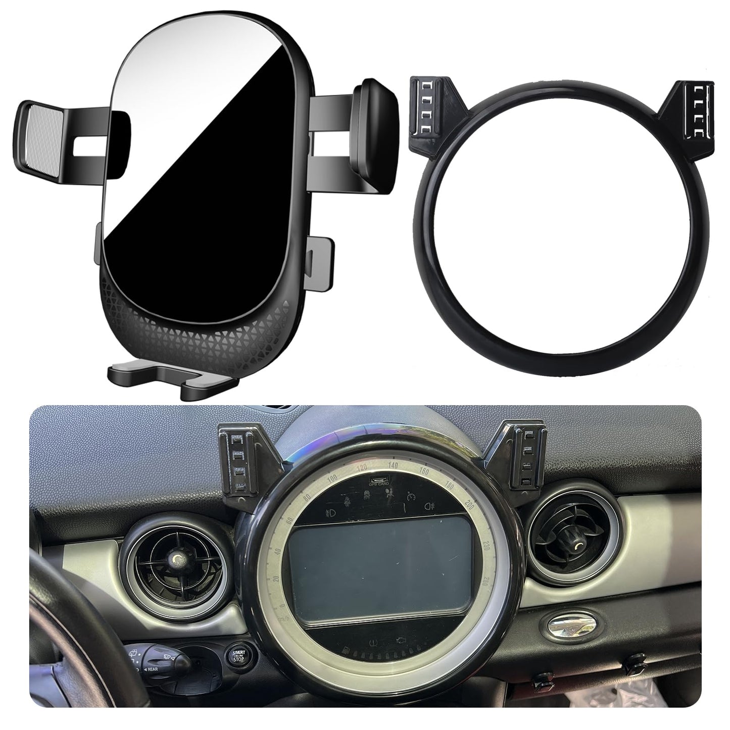 MikeHam Car Phone Holder for BMW MINI Cooper Auto Accessories [Only for 2007-2013 MINI Cooper] [Auto Lock Hands Free Cell Phone