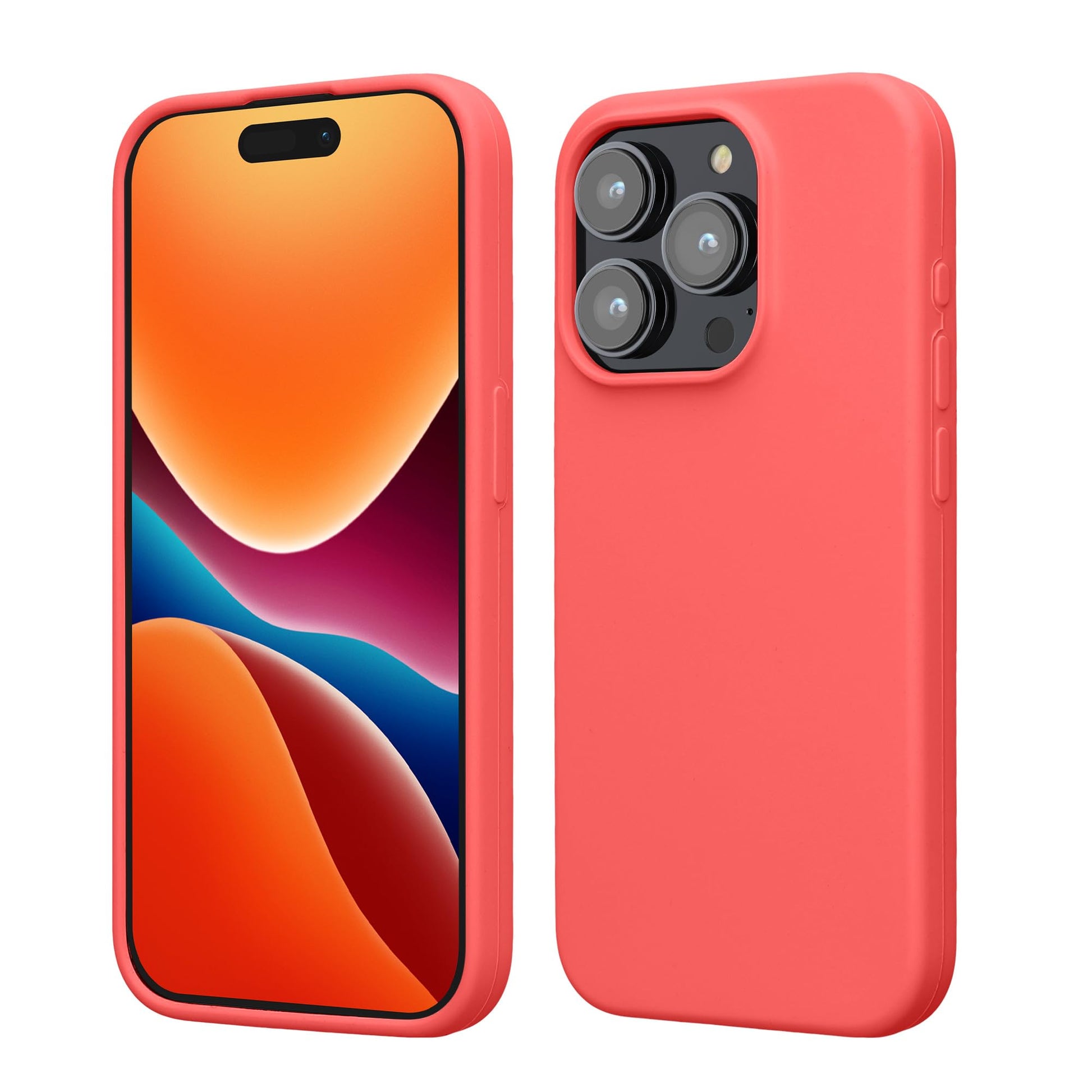 kwmobile Case Compatible with iPhone 15 Pro Case - Slim Soft TPU Silicone Cover - Neon Coral