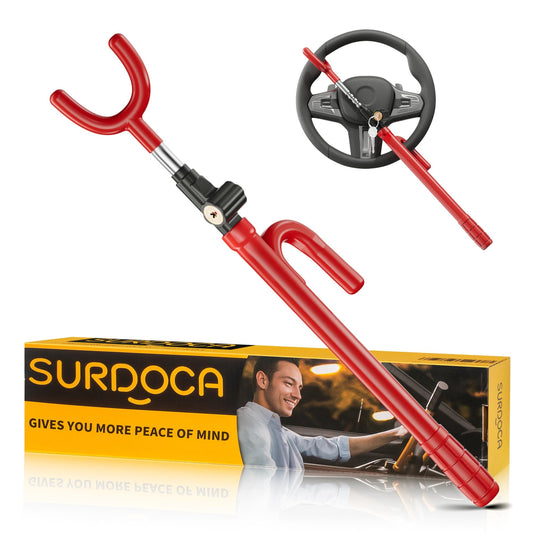 SURDOCA Car Steering Wheel Lock Anti-Theft Device, Steering Wheel Locks for Car SUV Van, Upgraded Lock Cylinder, Easy Installati
