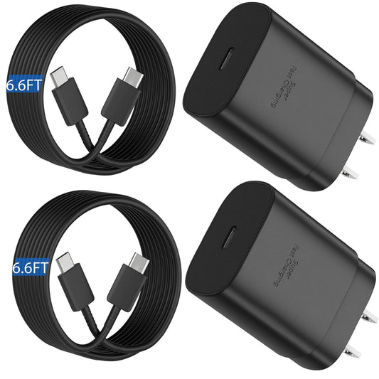25W Super Fast USB C Charger Block & 6.6FT Android Phone Type C Charger Cable Cord for Samsung Galaxy S25 Ultra/S24+/S24/S23 Ult
