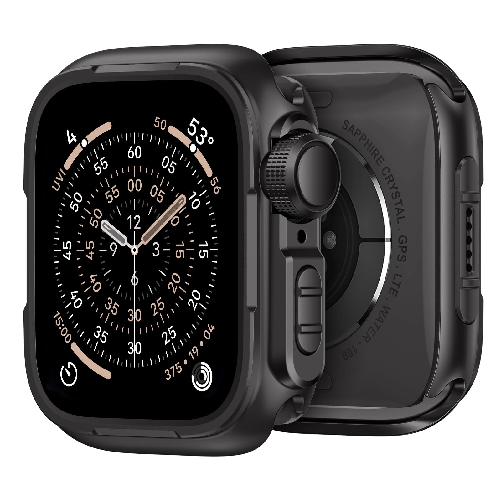 BXUXOHS Metal Case for Apple Watch Series 11/10 46mm Cover,Rugged Protective Bumper +Metal Crown +PC Back Cover (No Glass),Milit