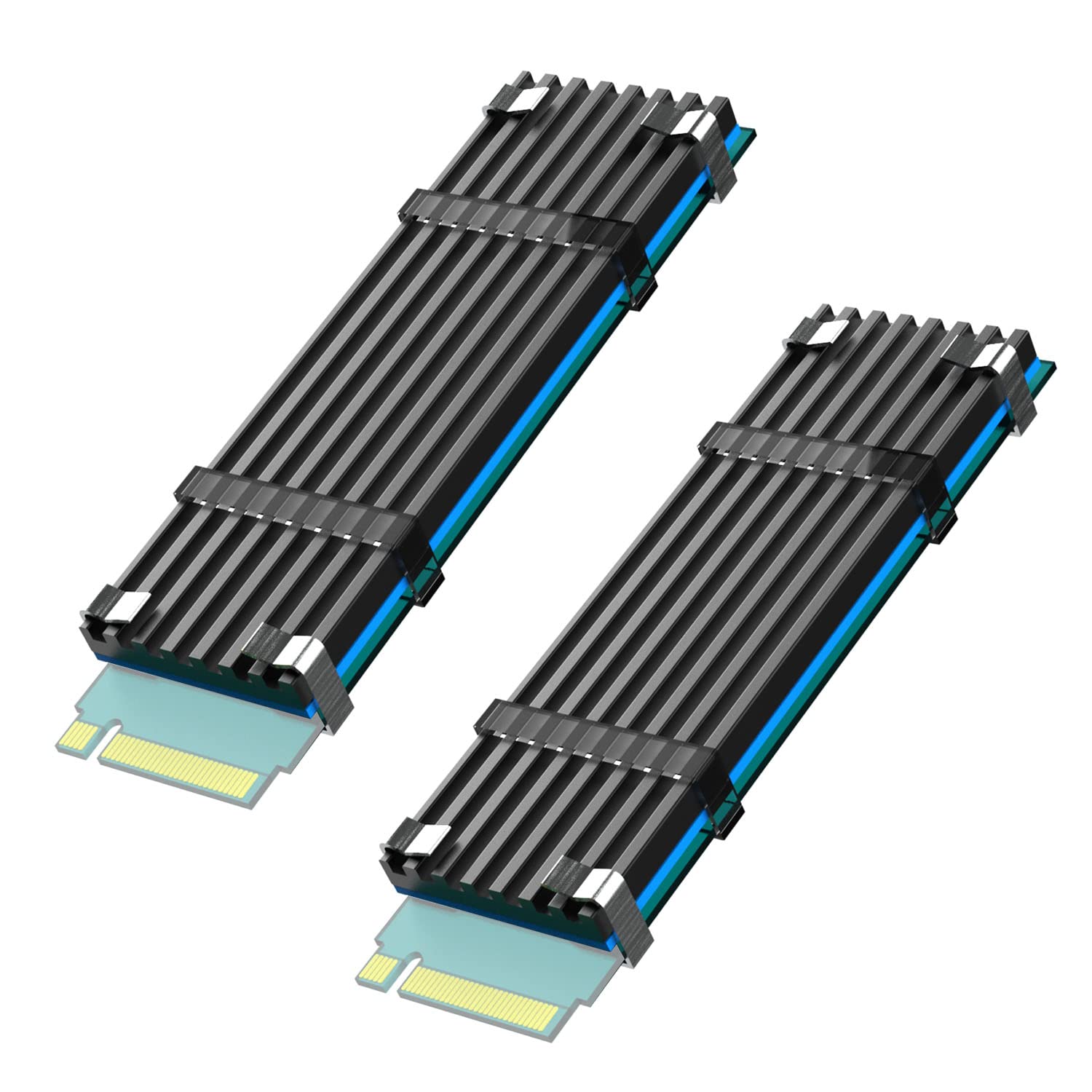 GLOTRENDS M.2 Heatsink for 2280 M.2 SSD, Fit for PC/PS5/PS5 Slim Installation, 22x70x3mm Aluminum Body, Including Thermal Pad (2