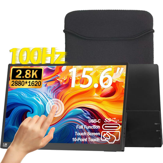 2.5K 100Hz Portable Monitor Touchscreen, 15.6 QHD 2880x1620 300 Nits 100% sRGB IPS Gaming Monitor w/VESA HDR FreeSync Eye Care