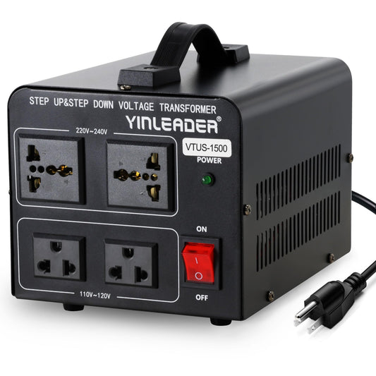 Yinleader 1500W Step Up & Step Down Voltage Transformer Converter 110V to 220V or 220V/230V/240V to 110V/120V Power Converter w/