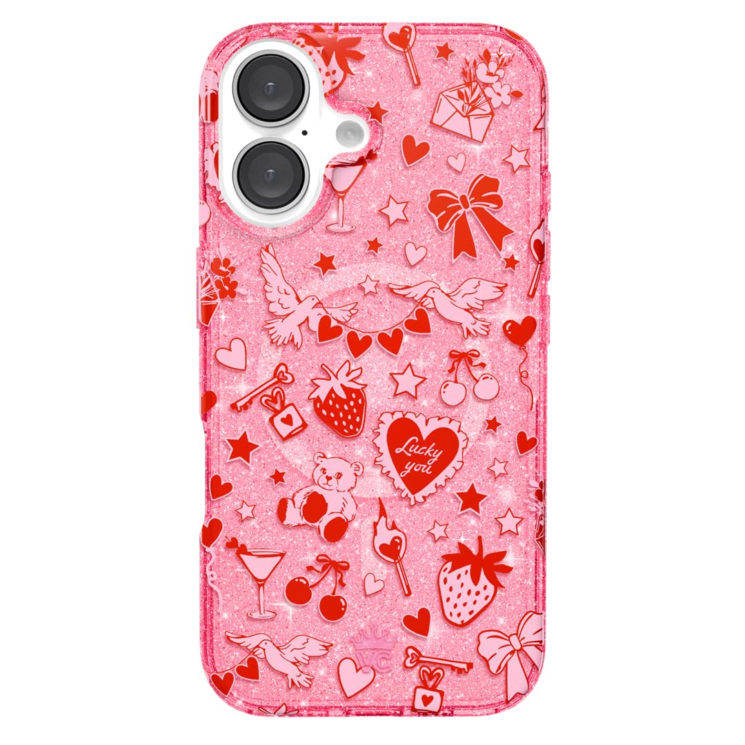 VELVET CAVIAR for iPhone 16 Case - Compatible with MagSafe [10ft Drop Tested] - Valentines Day - Be Mine Glitter