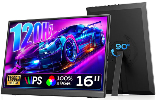 Dopesplay 120Hz Portable Gaming Monitor 16 1200P FHD 100% sRGB Portable Display with Adjustable Stand, USB-C & HDMI External Mon