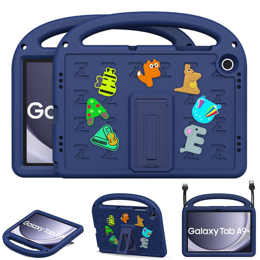 AGROMI Kids Case for Samsung Galaxy Tab A9+/A9 Plus 11 Inch 2024/2023, with Anti-Slip Handle/Foldable Stand/Shoulder Strap, Shoc