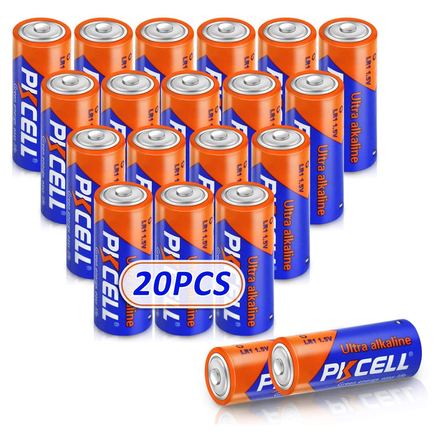 PKCELL N Size 1.5V Alkaline Batteries, 20 Pack Ultra Long-Lasting MN9100/E90/LR1 Medical Battery for Medical Devices, GPS Tracke