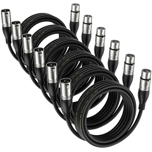 EBXYA XLR Cable 25ft 6 Packs - Premium Balanced Microphone Cable with 3-Pin XLR Male to Female Mic Speaker Cable, Black
