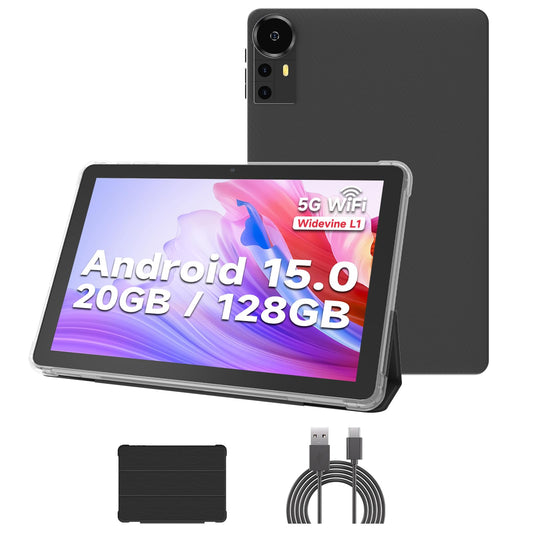 DIGITHINK Tablet PC 10 inch Android 15.0, Android Tablets, DDR4 4GB RAM+16GB Extend 20GB ROM 2MP+8MP Dual Camera, 2.4G+5G WiFi B