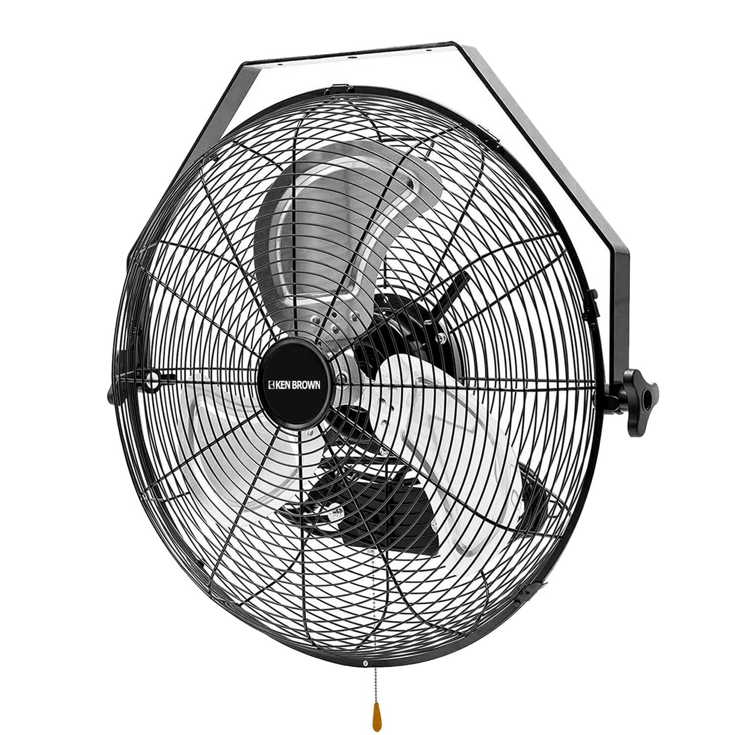 KEN BROWN 18 Inch Industrial Wall Mount Fan, 4300 CFM Metal Heavy Duty Fan, 3-Speeds High Velocity Oscillating Fans for Patios,