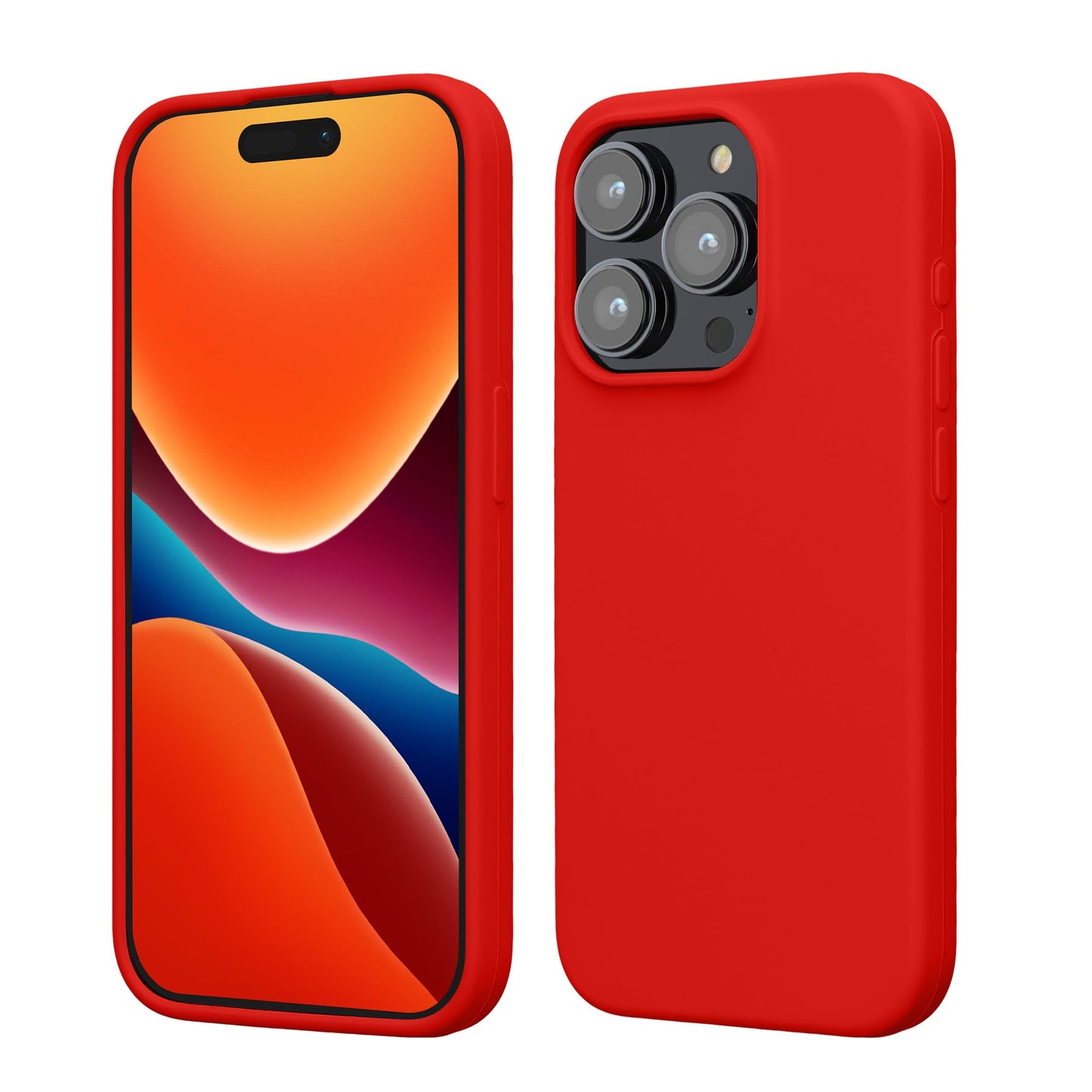 kwmobile Case Compatible with iPhone 15 Pro Case - Slim Soft TPU Silicone Cover - Red