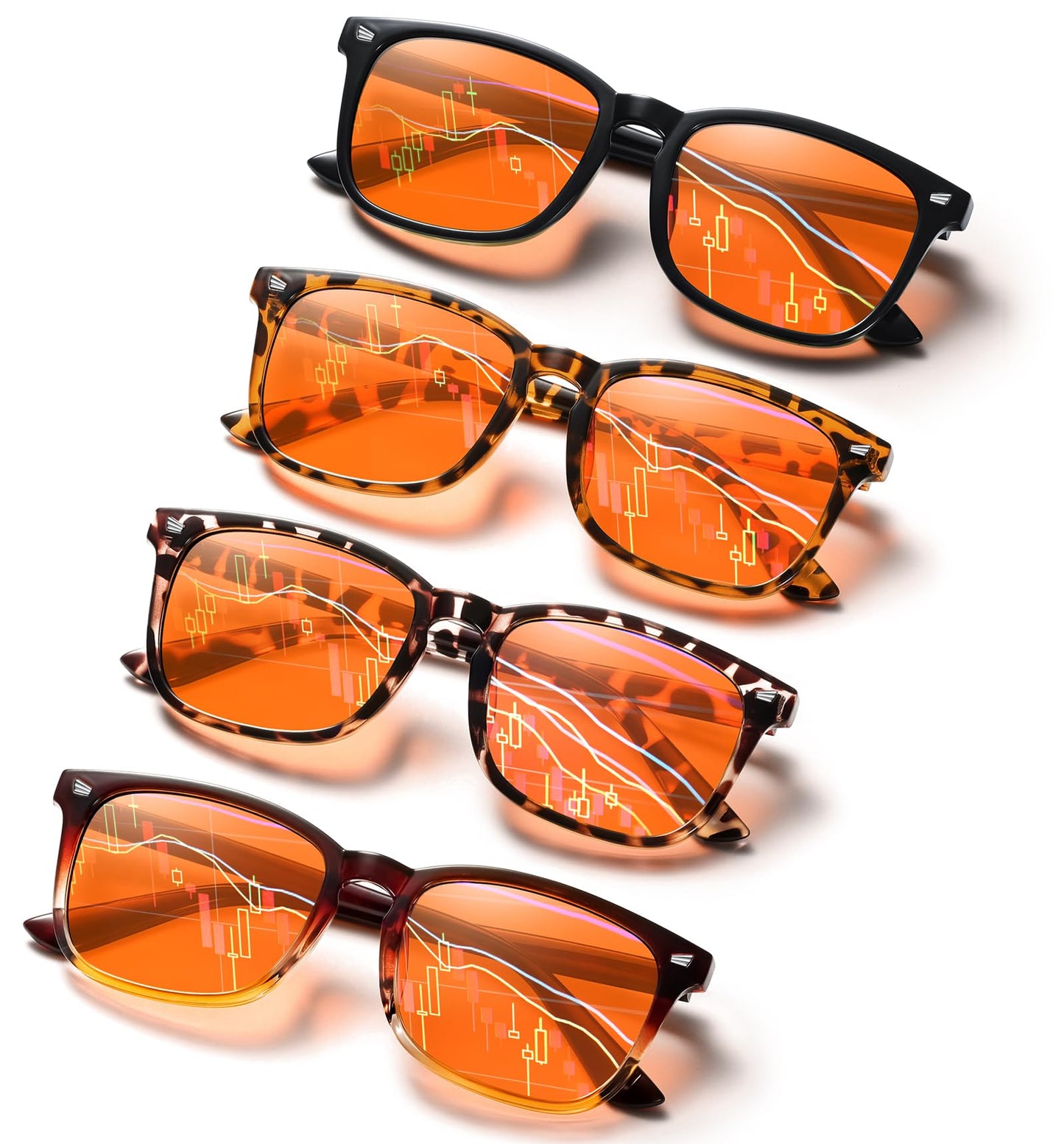 DioKiw 4pcs 99% Blue Light Blocking Glasses Women and Men Lightweight Eyeglasses Frame Gaming Glasses Reduce Eyestrain