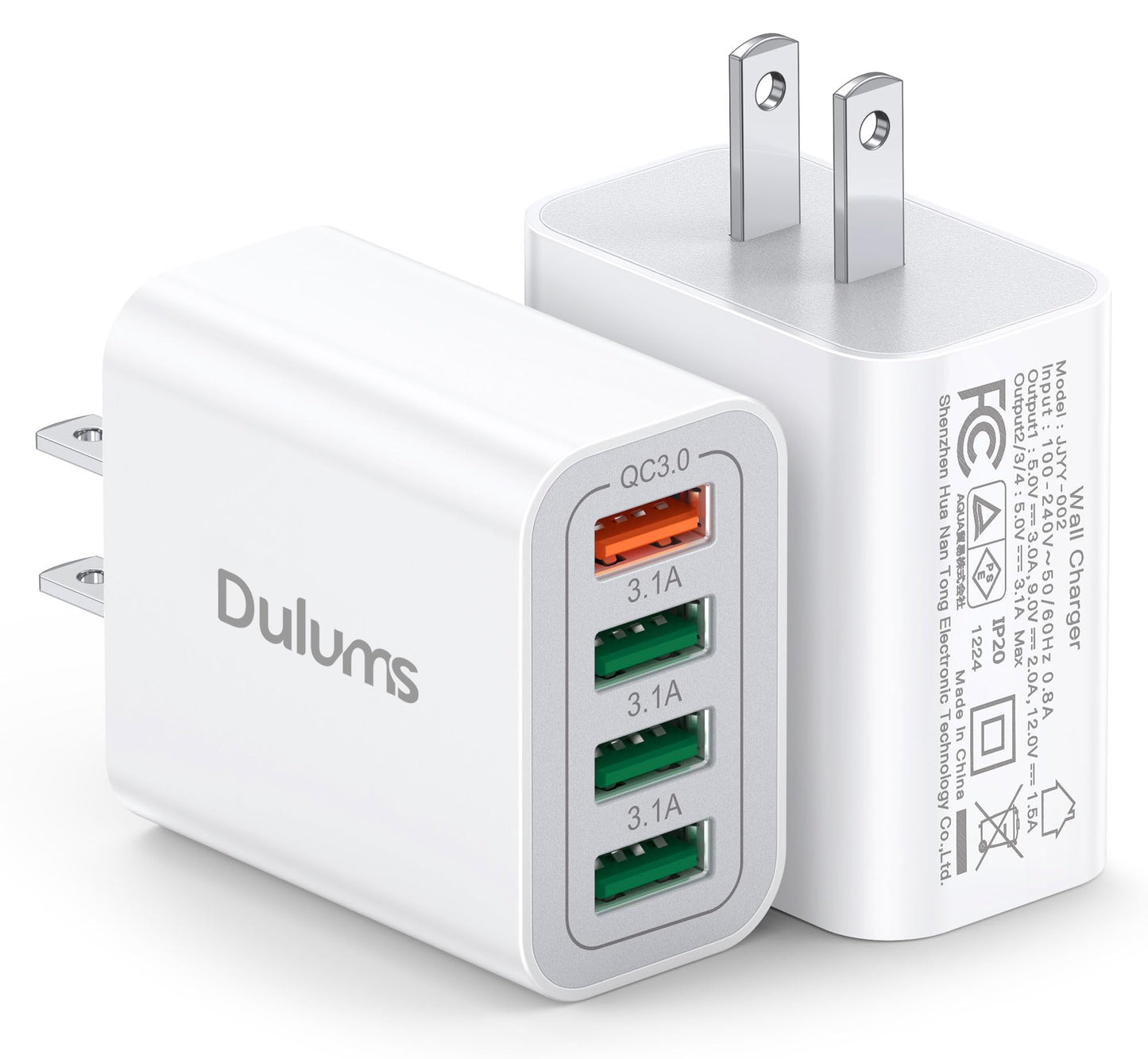 40W USB Wall Charger Block, 2-Pack 4-Port USB A Fast Charging Brick Dual QC Wall Plug Adapter Compatible for iPhone 17/16/15/14/
