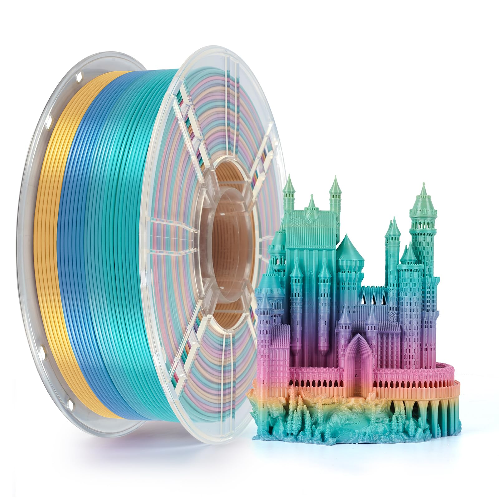 Kingroon Rainbow Filament 3D Printer Filament Color Changing 1kg Dimensional Accuracy 0.03mm,Gradually Random Quickly,Fit Most 3