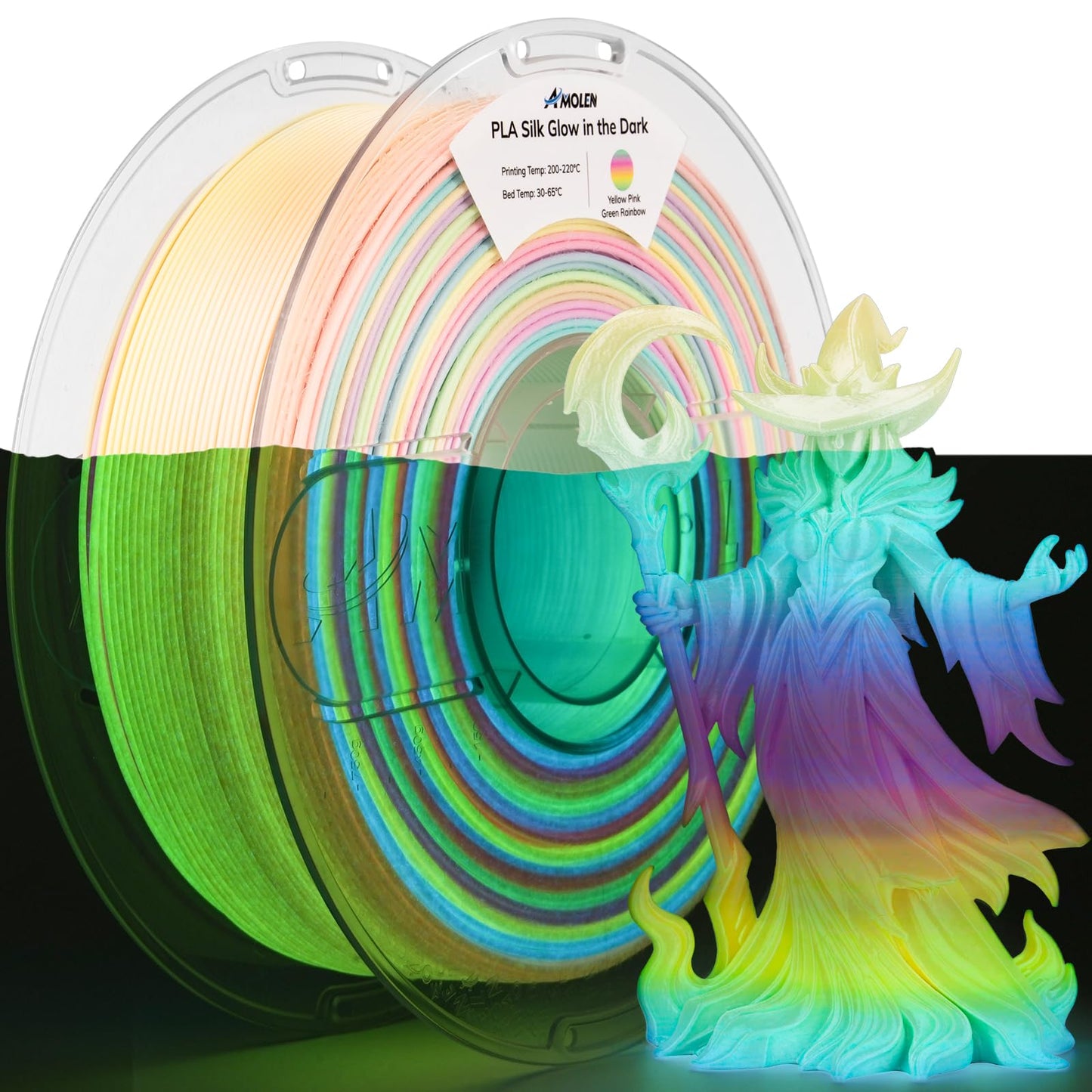 AMOLEN Rapid PETG Basic 3D Printer Filament 1.75mm +/-0.02mm,500mm/s High Speed Strong Toughness Black 1KG/2.2lb