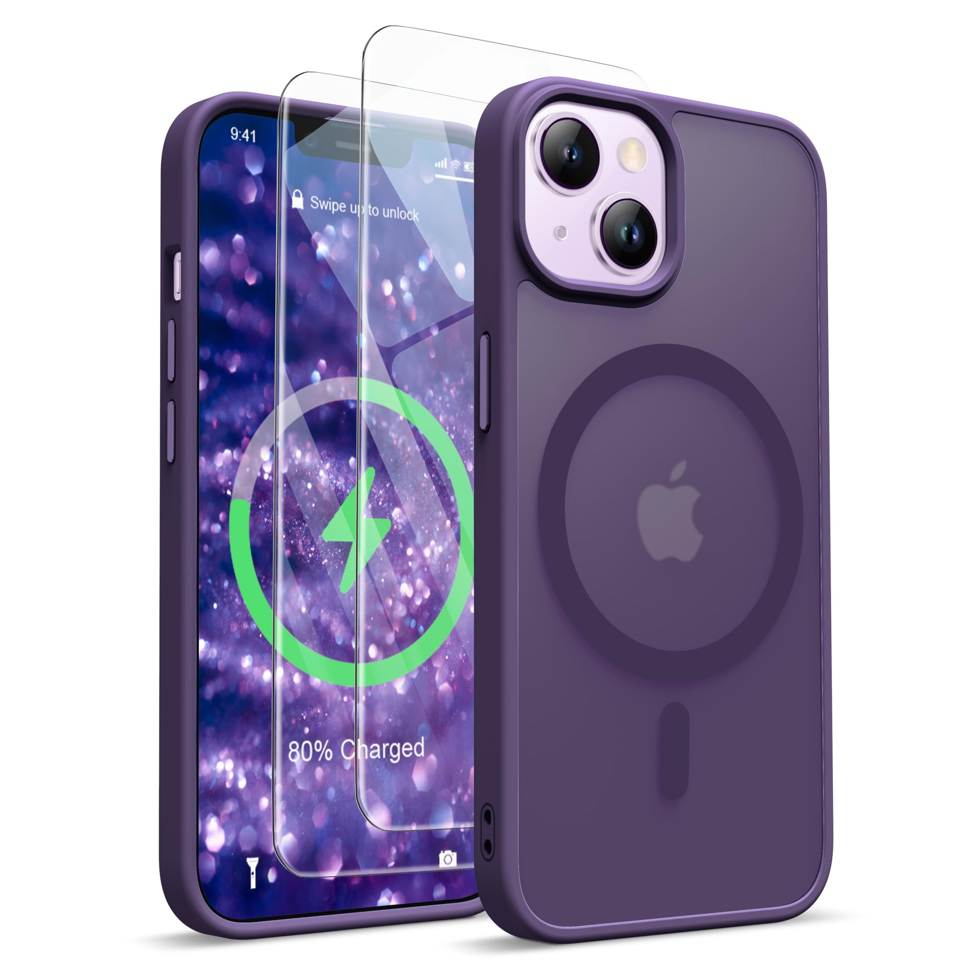 ORETECH Magnetic for iPhone 14 Case, [Compatible with Mag-Safe][2 Pcs Screen Protectors][15 FT Drop Protection], Frosted Translu