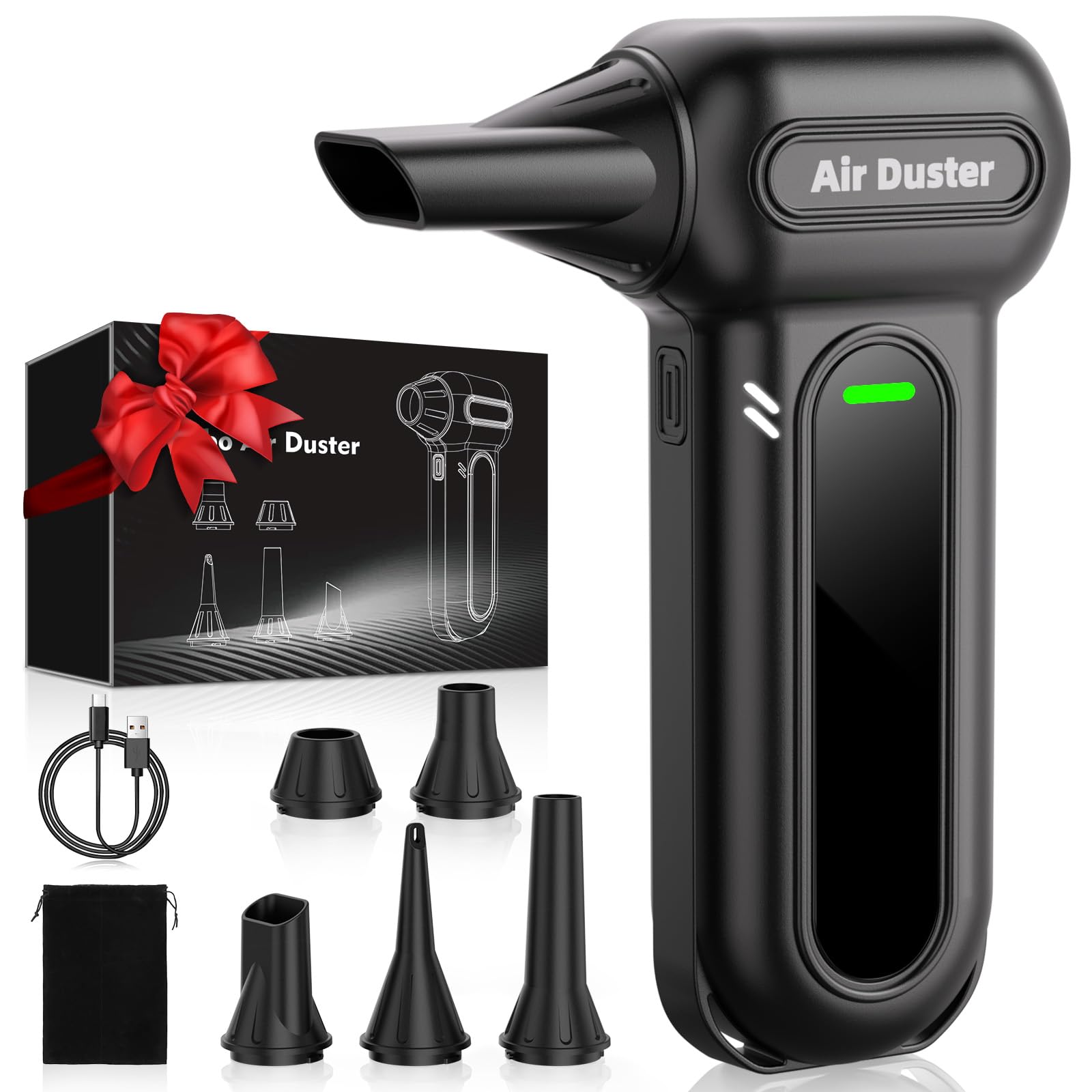 Gardon Compressed Air Duster Cordless - 180000RPM Electric Air Dusters for Cleaning, 4-Gear Handheld Blower, Mini Keyboard Clean