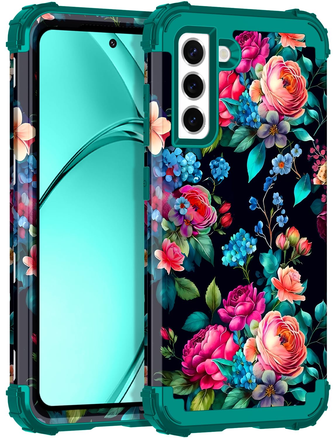 Rancase for Galaxy S21 FE 5G Case,Three Layer Heavy Duty Shockproof Protection Hard Plastic Bumper +Soft Silicone Rubber Protect
