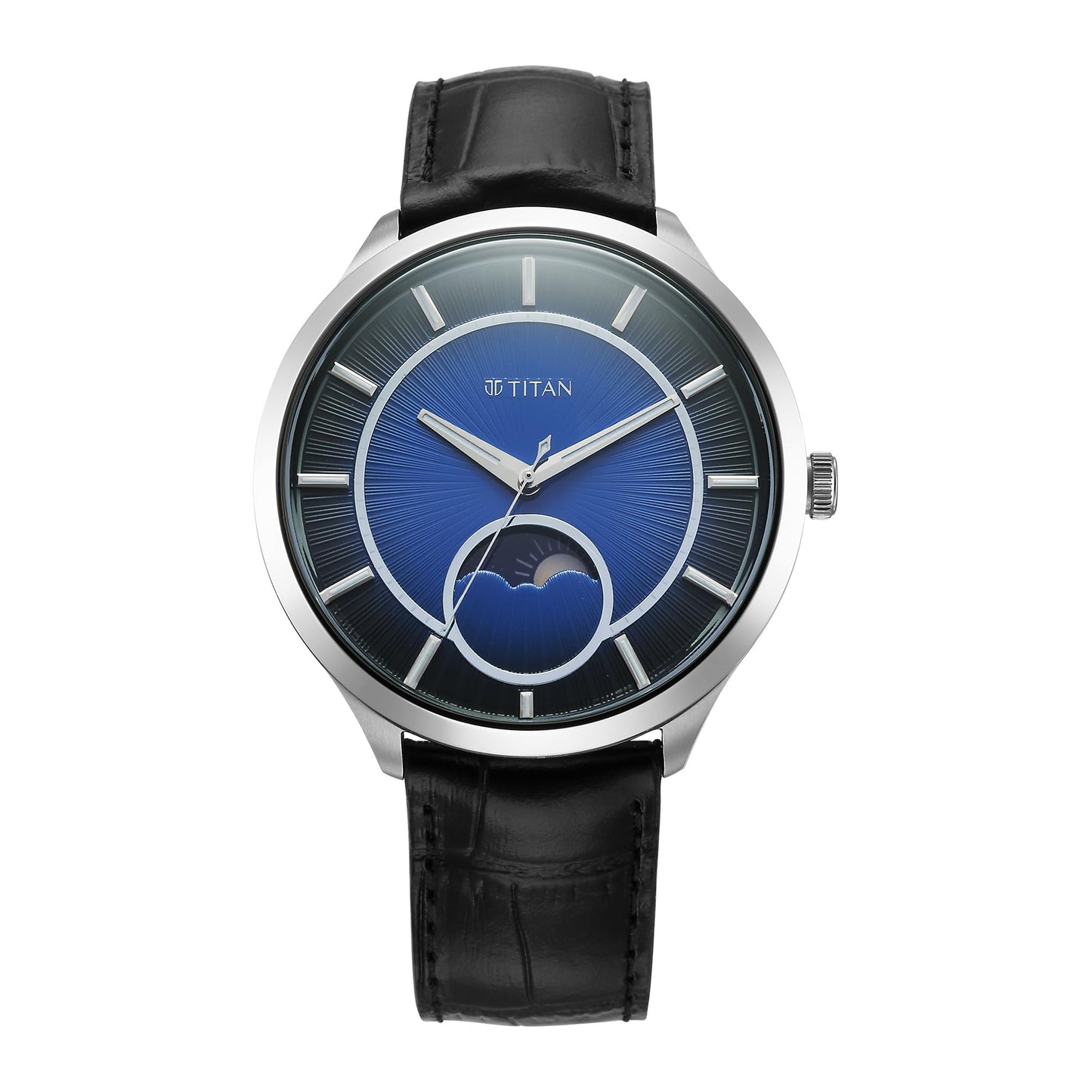 Titan Luna Sun Moon Sub-Dial in Cobalt Blue - Stellar Edition, Blue, strap