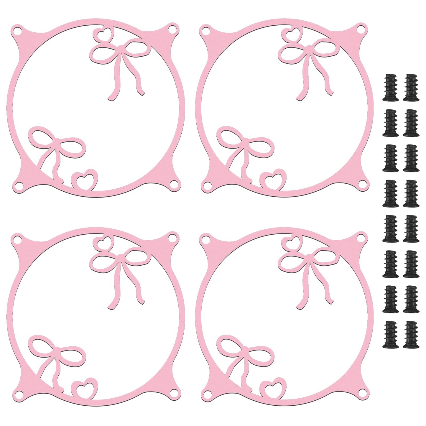 Lounsweer 4 Pcs 120mm Pink Bow Guard Fan Grill Metal PC Fan Grill Cover with Screws Cute Computer Accessories Coquettish PC Case