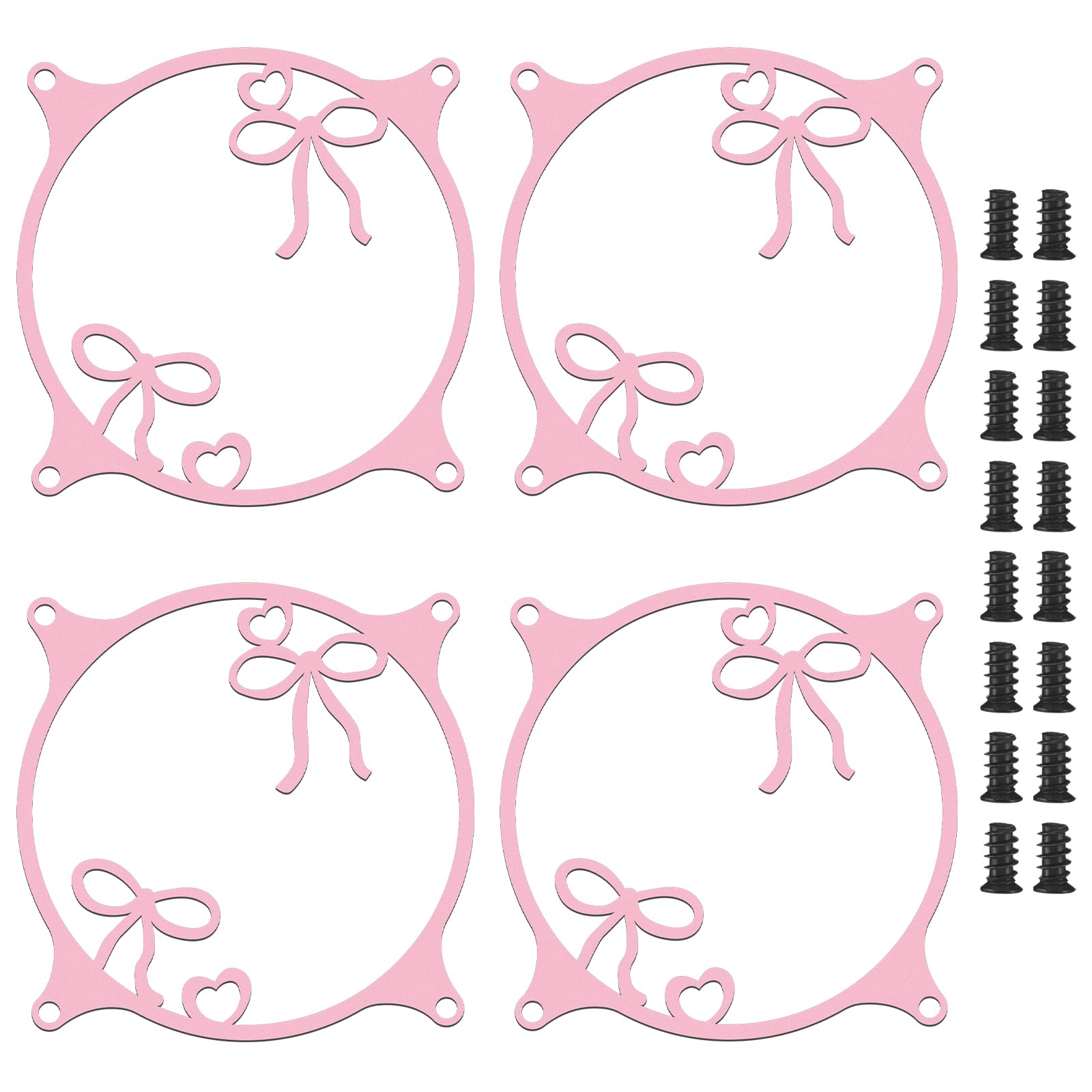 Lounsweer 4 Pcs 120mm Pink Bow Guard Fan Grill Metal PC Fan Grill Cover with Screws Cute Computer Accessories Coquettish PC Case