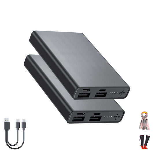 2PCS Heated Socks/Scarf Battery Pack 5000mAh- USB-C & USB-A 2 Outputs Small 5V 2A Power Bank for Electric Heating Scarves (MuroM