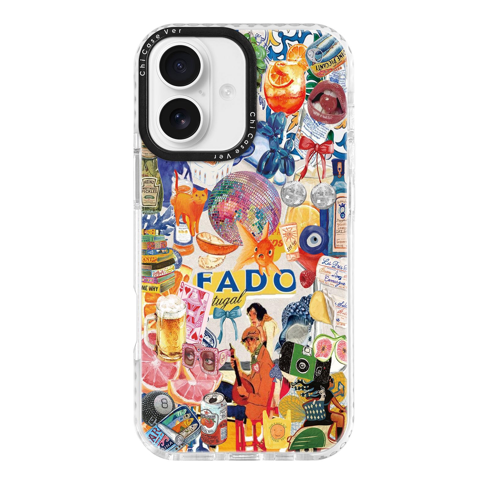 ChiCaseVer for iPhone 17 Pro Max Case, Fado Portugal Collage Pattern with Disco, Military-Grade Drop Protection, Designer Artist