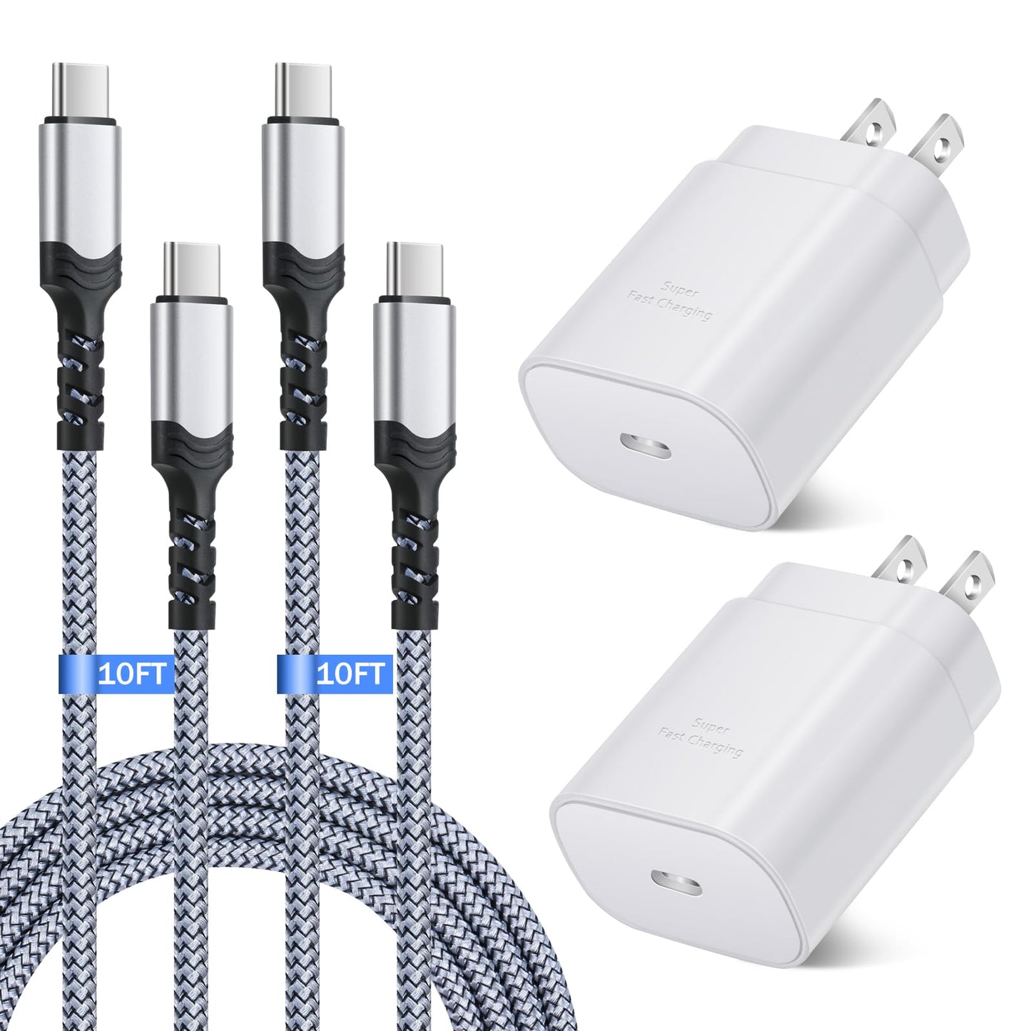 USB C Charger Block, Costyle 25W Super Fast Charger Type C Charging Block with 10FT USB C Cable for Samsung Galaxy S23 S24 Ultra