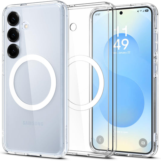 Spigen Ultra Hybrid MagFit Designed for Galaxy S25 Plus Case [Qi2 Certified/Magnet for Galaxy] (2025) - Crystal Clear