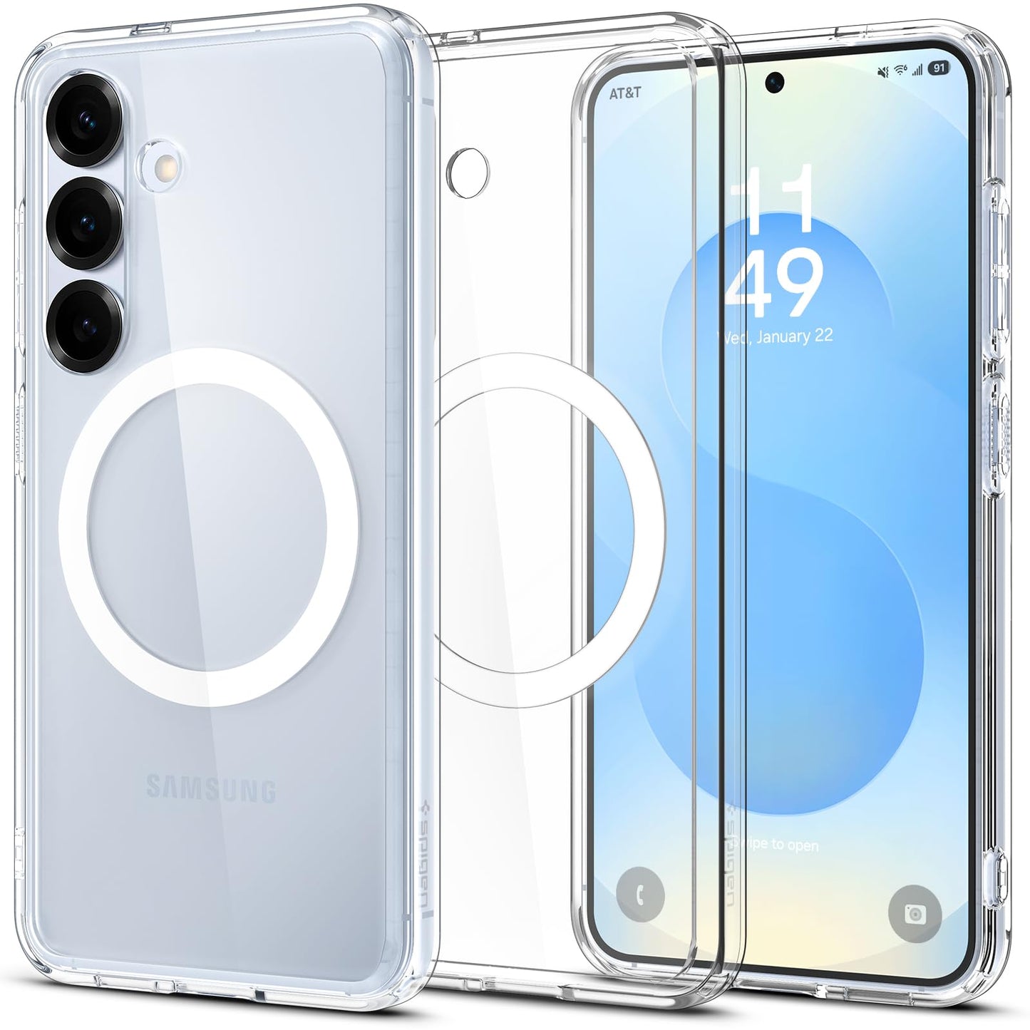 Spigen Ultra Hybrid MagFit Designed for Galaxy S25 Case [Qi2 Certified/Magnet for Galaxy] (2025) - Crystal Clear
